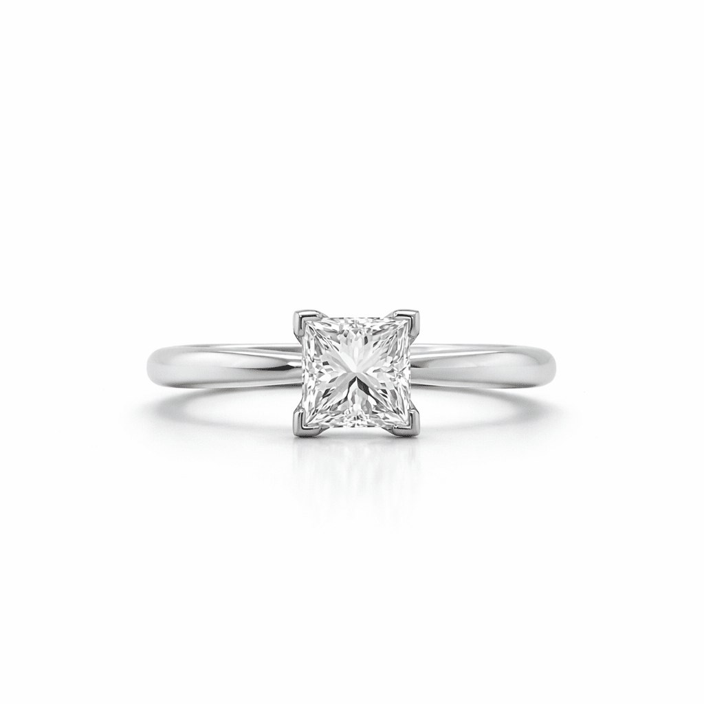 "ENGR02815" 1.01 Carat Princess Shaped GIA Diamond Engagement Ring in Platinum