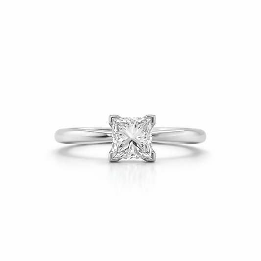 "ENGR02815" 1.01 Carat Princess Shaped GIA Diamond Engagement Ring in Platinum