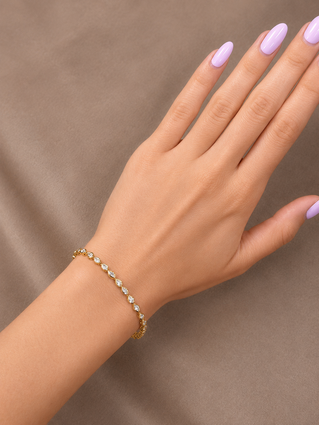 Natural Diamond Pear & Marquise Cut Bezel Set Tennis Bracelet BRAC10115 ~ 2.55 carats 18K Yellow Gold