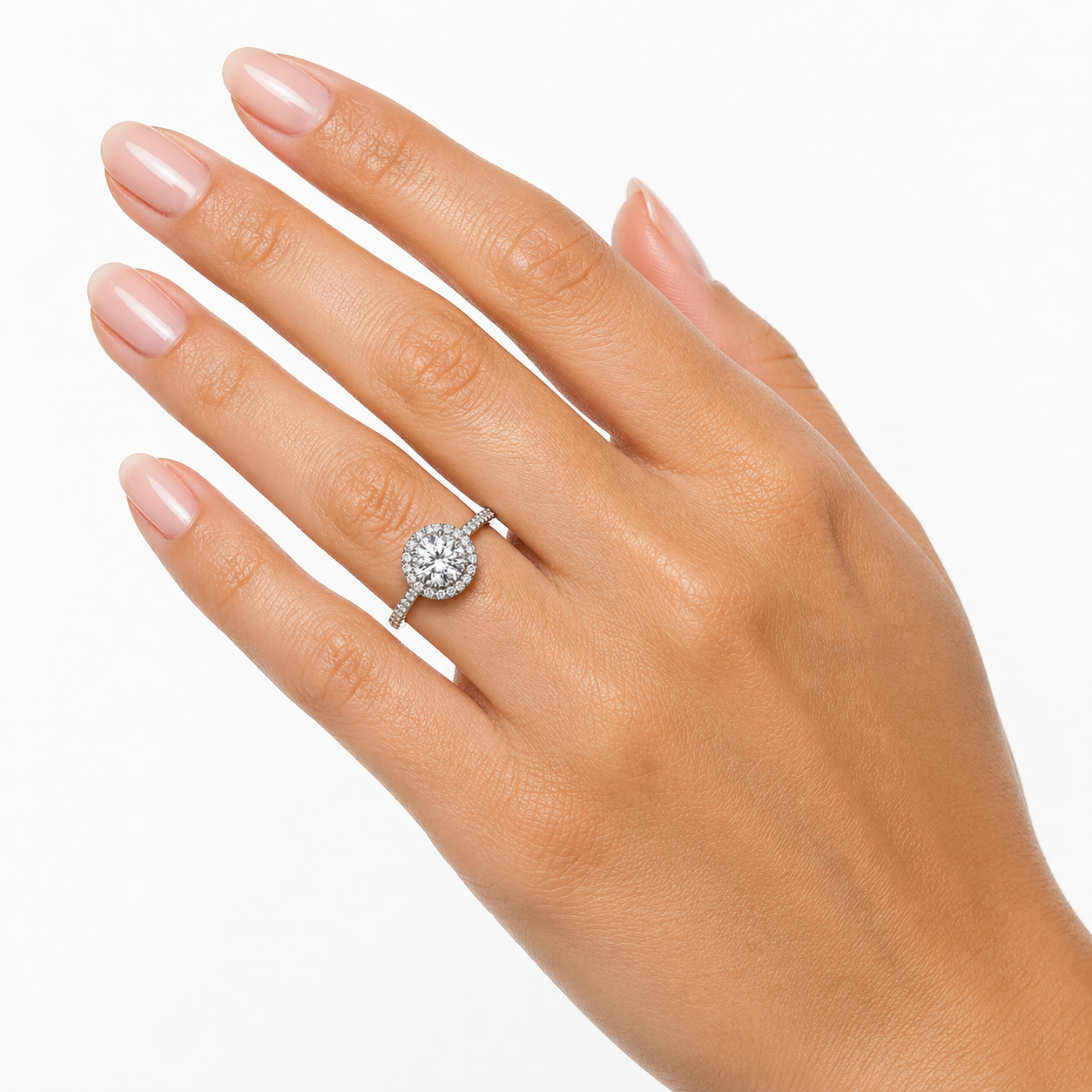 "ENGR02907" 1.80 Carat Round Diamond Halo Engagement Ring in Platinum