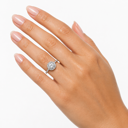 "ENGR02907" 1.80 Carat Round Diamond Halo Engagement Ring in Platinum