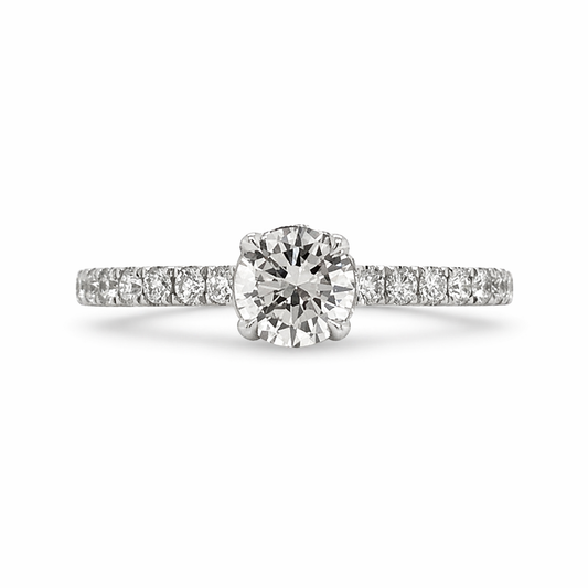 "ENGR03193" 0.40 Carat GIA Round Diamond Hidden Halo Engagement Ring