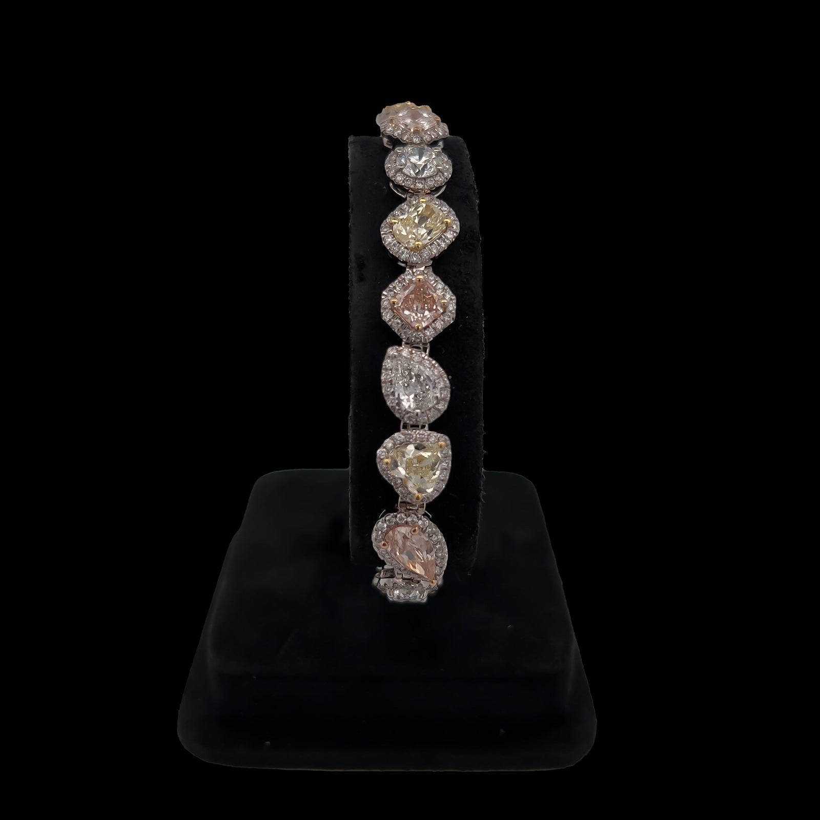 17.89CT Multi Shaped/Color Diamond Tennis Bracelet, GIA Certified Stones, set in 18K Gold