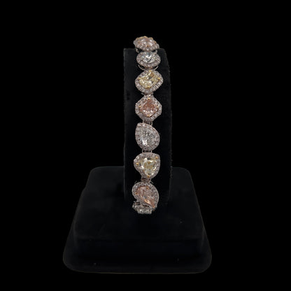 17.89CT Multi Shaped/Color Diamond Tennis Bracelet, GIA Certified Stones, set in 18K Gold
