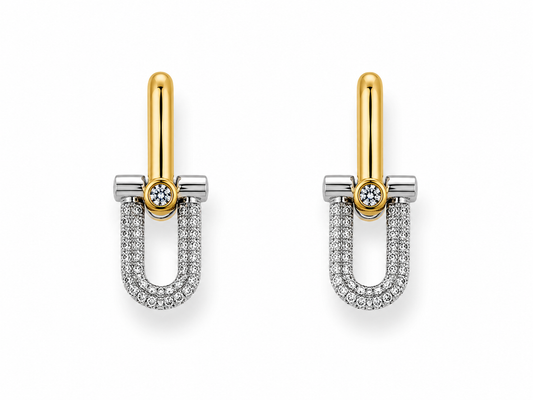 Jasmine Pavé Diamond Link Earrings ~ 18K Yellow Gold