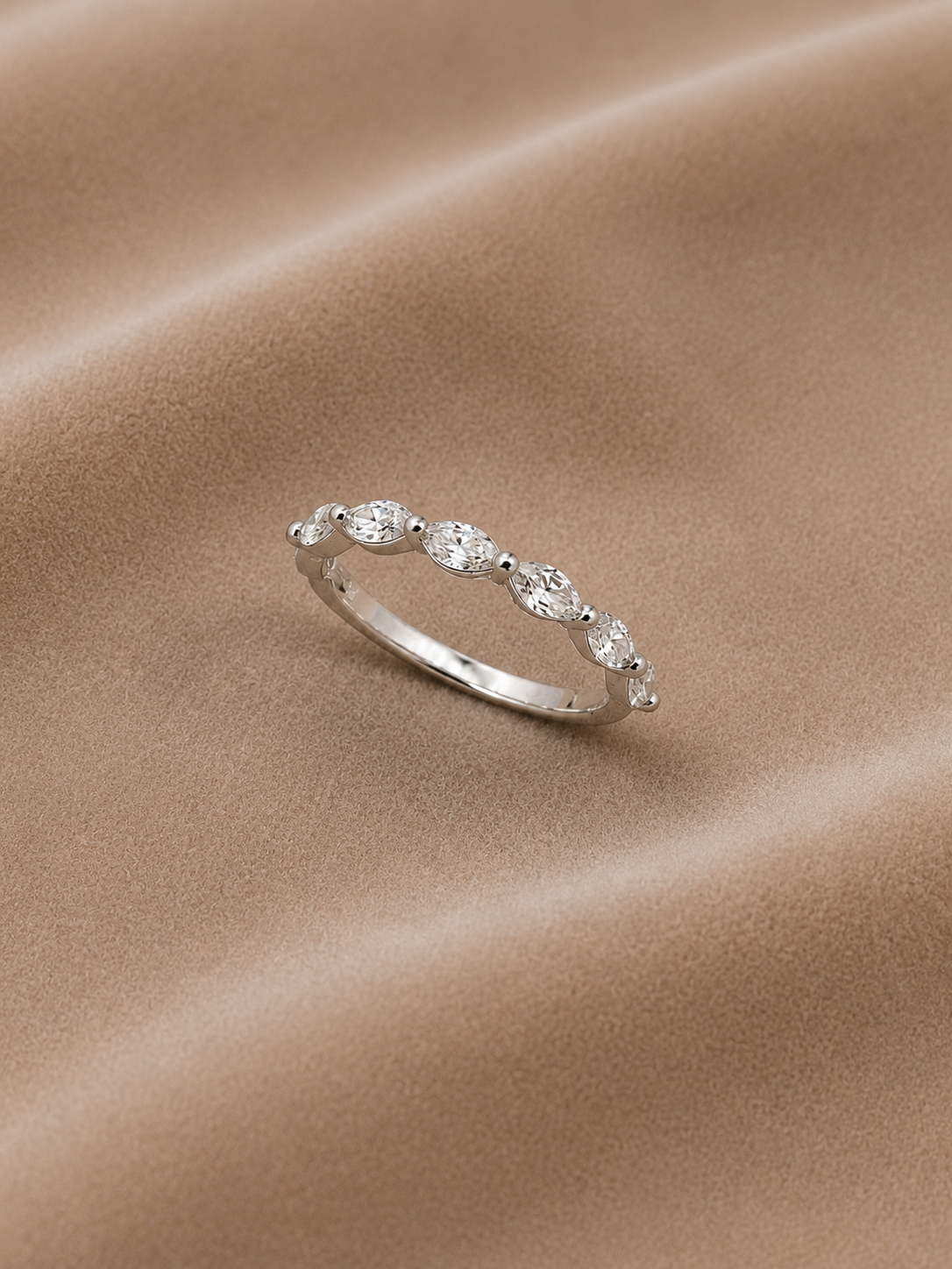 0.60 carat Lab Grown Diamond RINGS1104~Marquise Cut 7 Stones Ring East to West Set