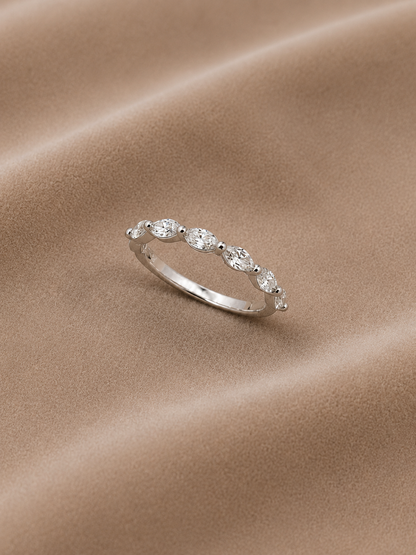 0.60 carat Lab Grown Diamond RINGS1104~Marquise Cut 7 Stones Ring East to West Set