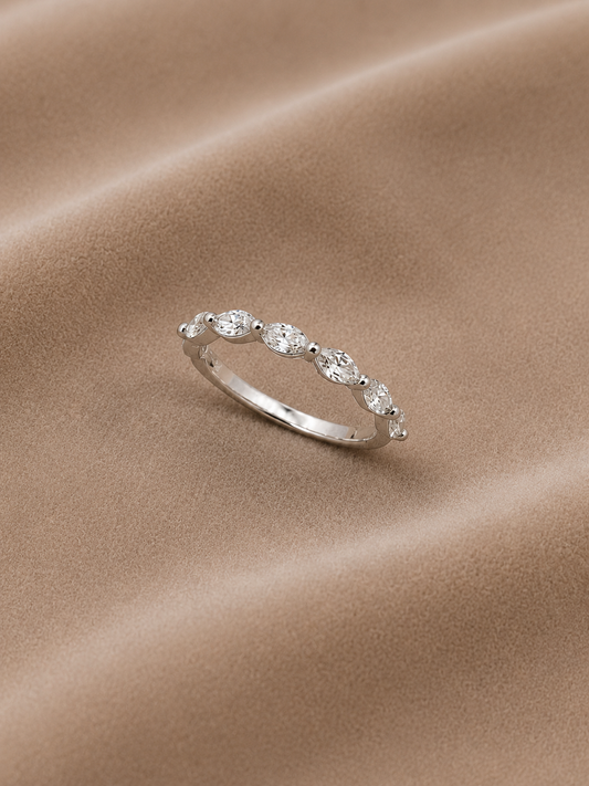 0.60 carat Lab Grown Diamond RINGS1104~Marquise Cut 7 Stones Ring East to West Set
