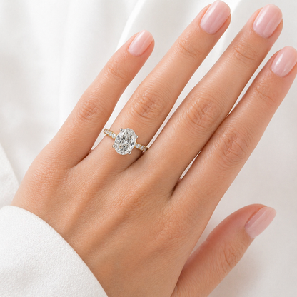 2.70 Total Carat Oval Pave-Set Engagement Ring H SI1