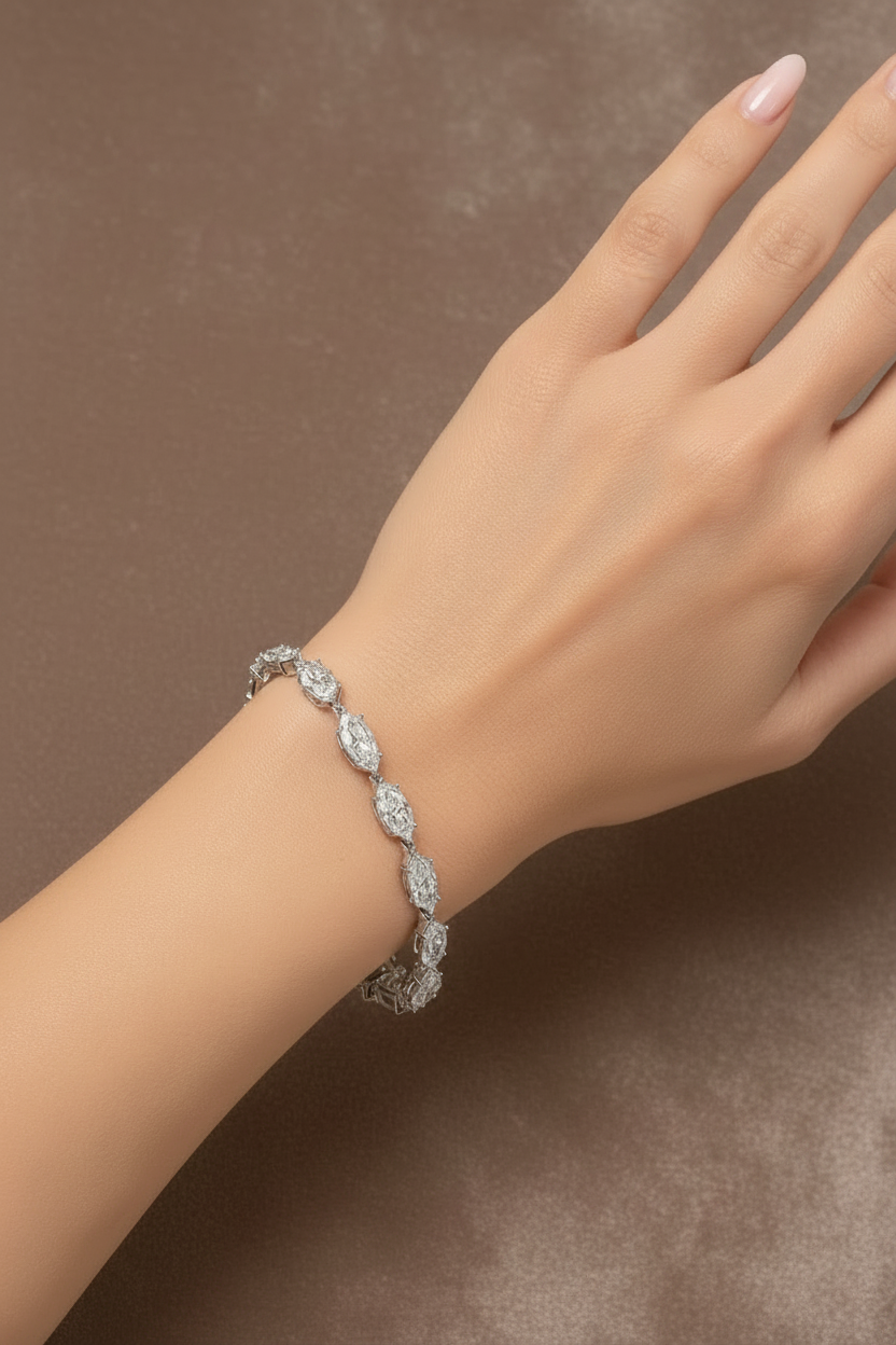 Lab Grown Diamond Tennis Bracelet ~ BRAC10221 Marquise Brillant & Step Cut