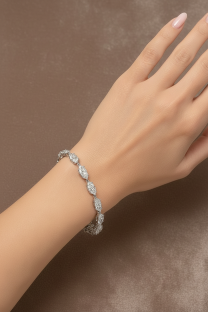 Lab Grown Diamond Tennis Bracelet ~ BRAC10221 Marquise Brillant & Step Cut