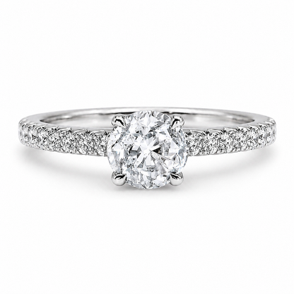 "ENGR03194" Diamond Pave Engagement Ring 18K White Gold