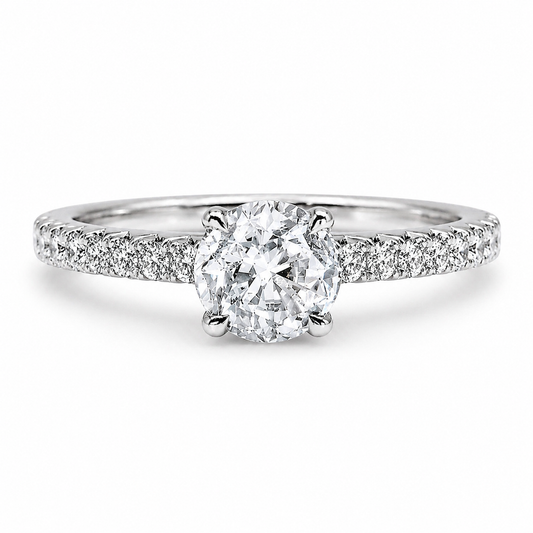 "ENGR03194" Diamond Pave Engagement Ring 18K White Gold