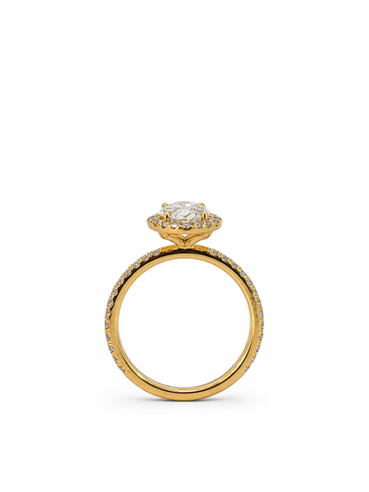 "ENGR03223" Oval Shaped Diamond Halo Engagement Ring with Pave Band