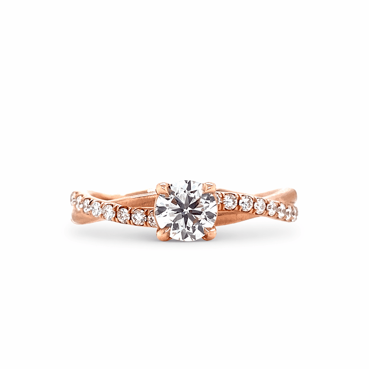 "ENGR03408" Round Diamond Engagement Ring With Twist Pave Design