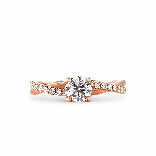 "ENGR03408" Round Diamond Engagement Ring With Twist Pave Design