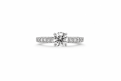 "ENGR01601" 1.38 Carat Round Diamond Classic Style Engagement Ring with Diamond Band in Platinum