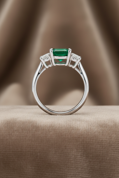 Natural Three Stone Oval Cut Emerald Ring RINGS1121~ 1.73 carats