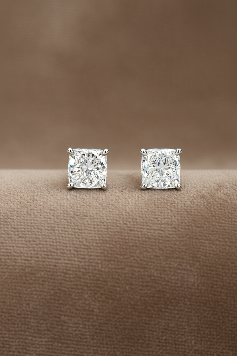 Lab Grown Diamond Studs~ EARR10323 Cushion Cut 1.50 carats