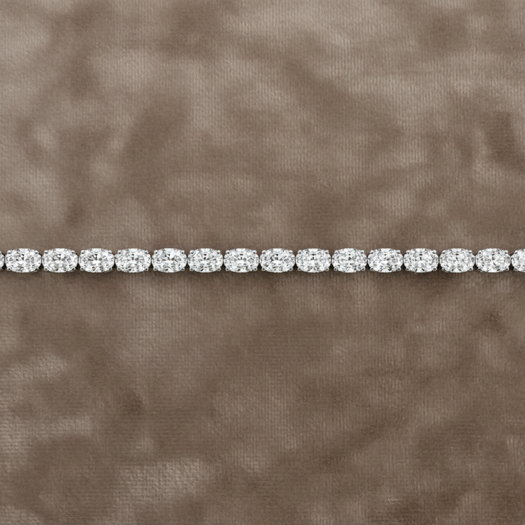 Natural Diamond Oval Cut Tennis Bracelet BRAC10120~ 8.58 carats 18K White Gold