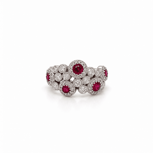 18K White Gold ~ 1.06 Carat Ruby Ladies Diamond Ring