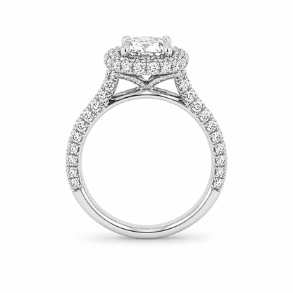"ENGR03293" Cushion Shaped Diamond Halo Engagement Ring in Platinum