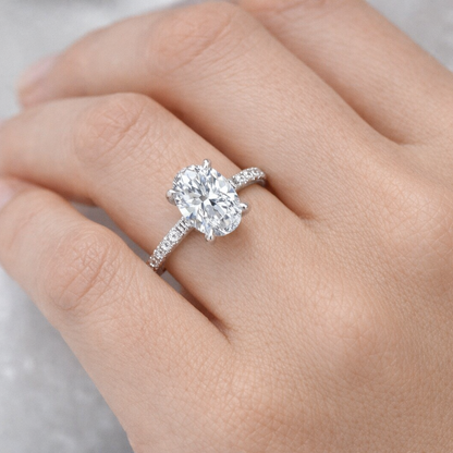 "ENGR03440" 1.53 Carat Oval Shaped Diamond Hidden Halo Engagement Ring in Platinum