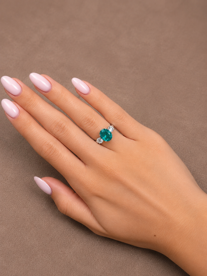 Natural Three Stone Oval Cut Emerald Ring RINGS1121~ 1.73 carats