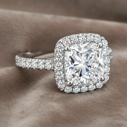 "ENGR03244" Platinum Cushion Cut Engagement Ring