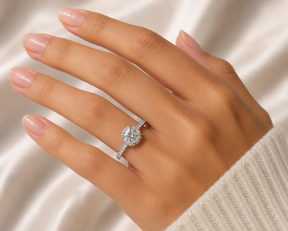 "ENGR03442" 1.52 Carat GIA Round Diamond Halo Engagement Ring in Platinum