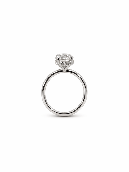 2.11 Total Radiant Cut Diamond Engagement Ring with Hidden Halo and Micro-Pave in Platinum, E VS2
