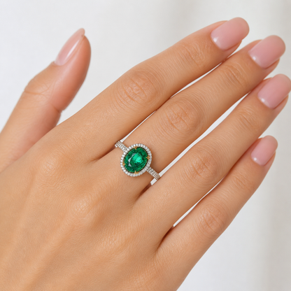 4.91 Total CT Natura Ovall Colombian Emerald & Diamond Ring PLAT Setting GIA.