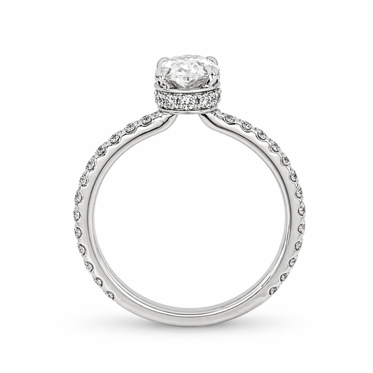 "ENGR03101" 1.01 Carat Oval Shaped Hidden Halo Engagement Ring with MicroPavé