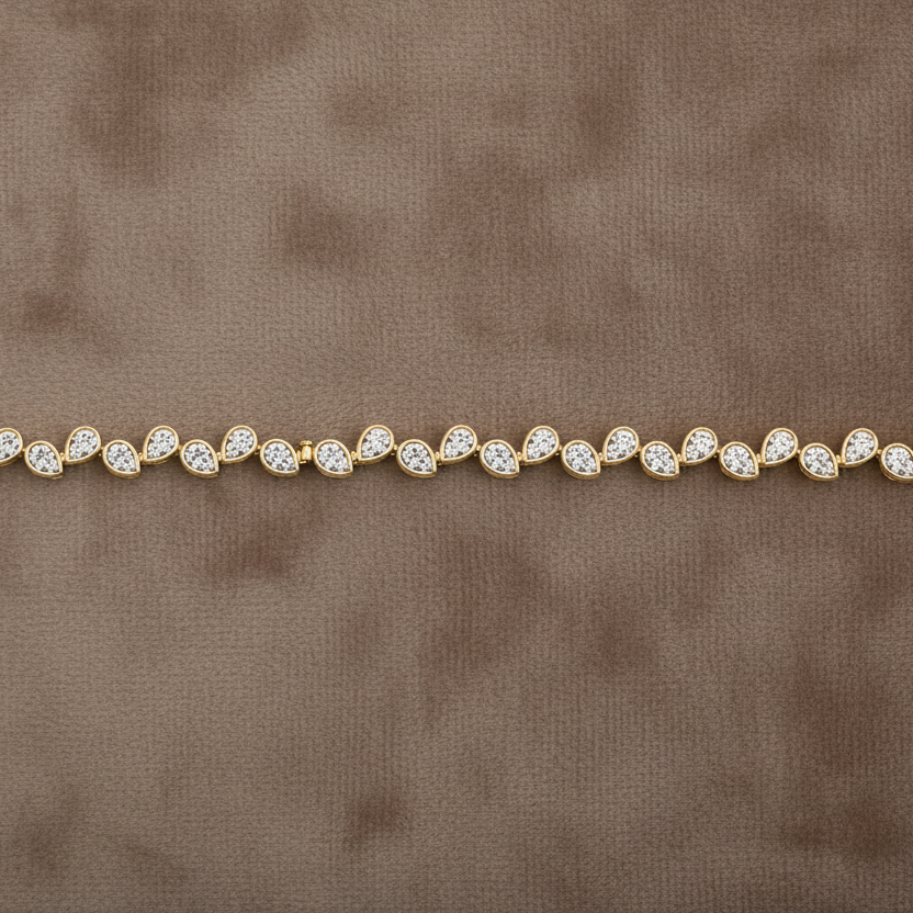 Natural Diamond Pear Cut Bezel Set Tennis Bracelet BRAC10116 ~ 4.81 carats 18K Yellow Gold