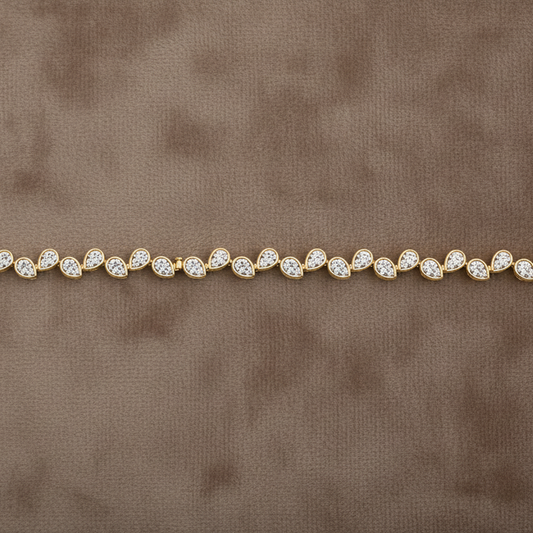 Natural Diamond Pear Cut Bezel Set Tennis Bracelet BRAC10116 ~ 4.81 carats 18K Yellow Gold