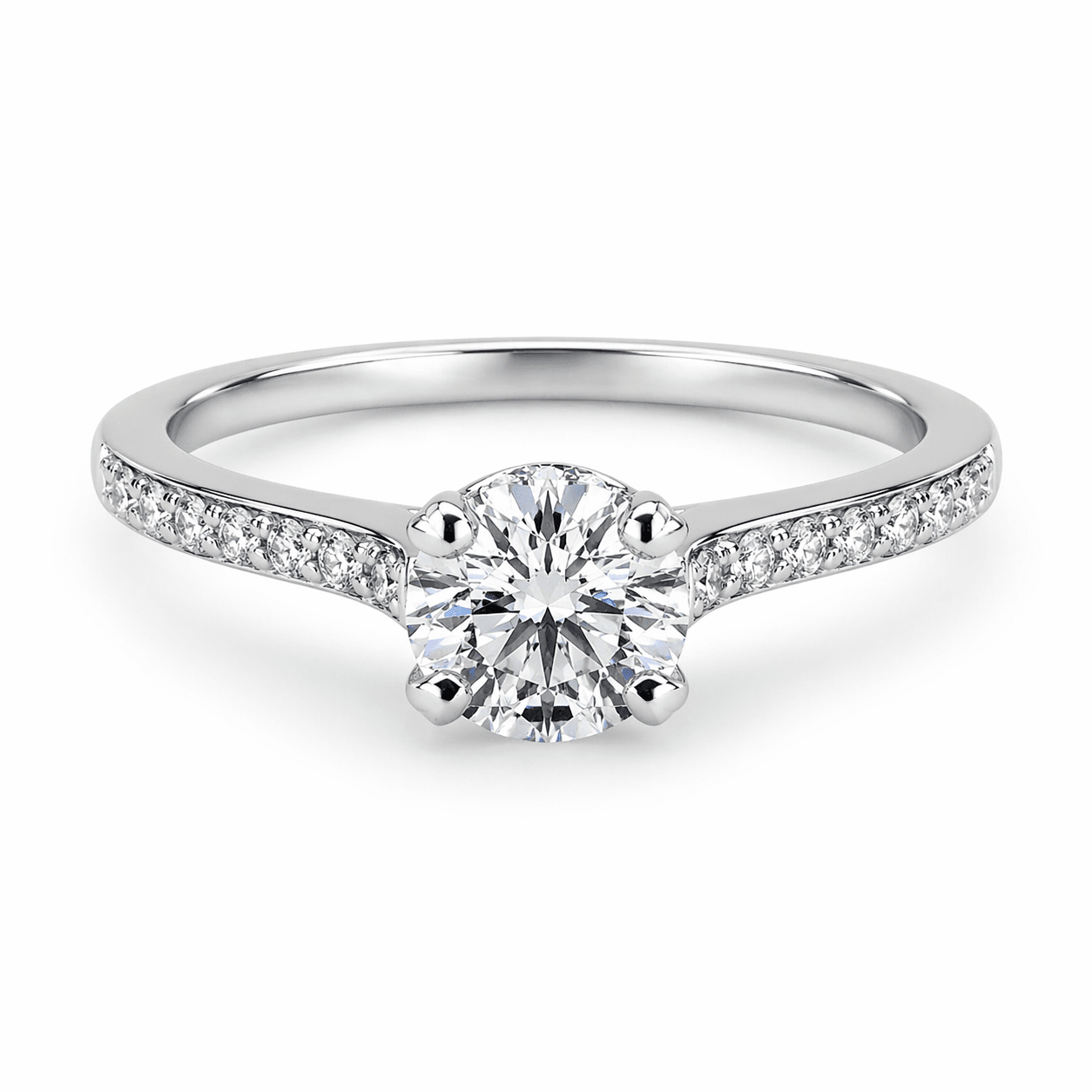 "ENGR03221" Platinum Round Engagement Ring