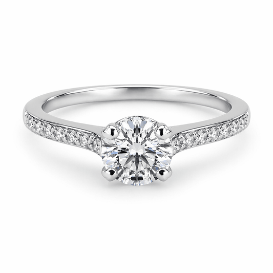 "ENGR03221" Platinum Round Engagement Ring