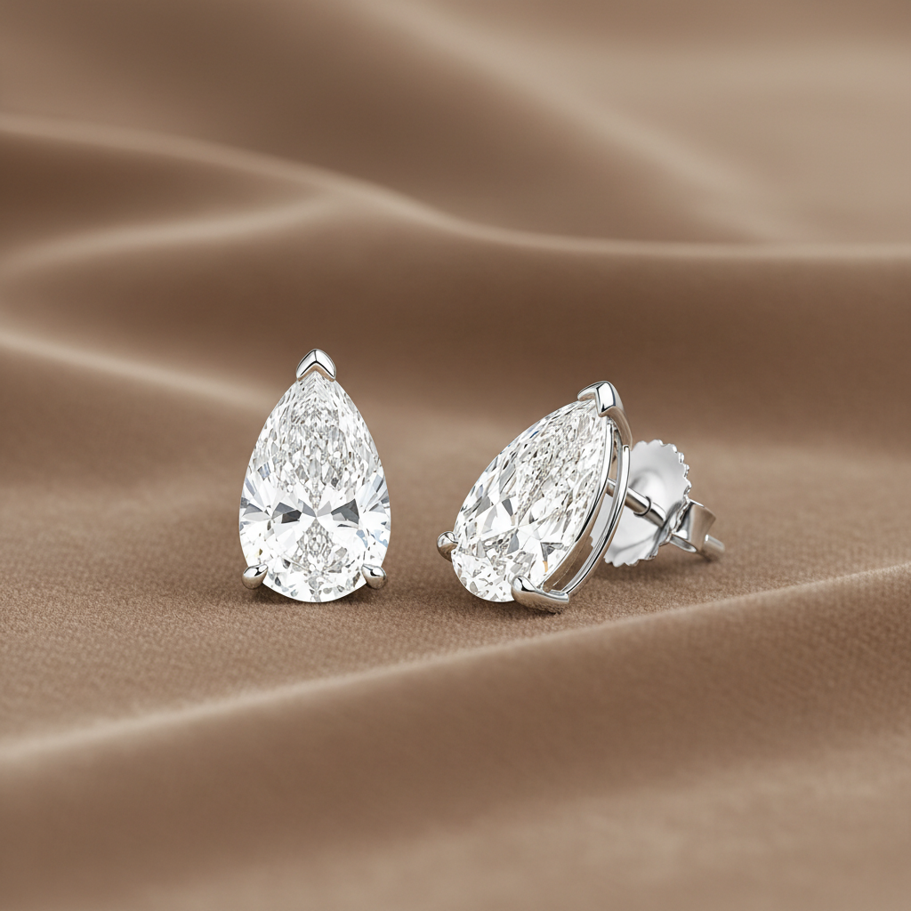 Lab Grown Diamond pear Cut Studs EARR10322~ 4.16 carats&nbsp;