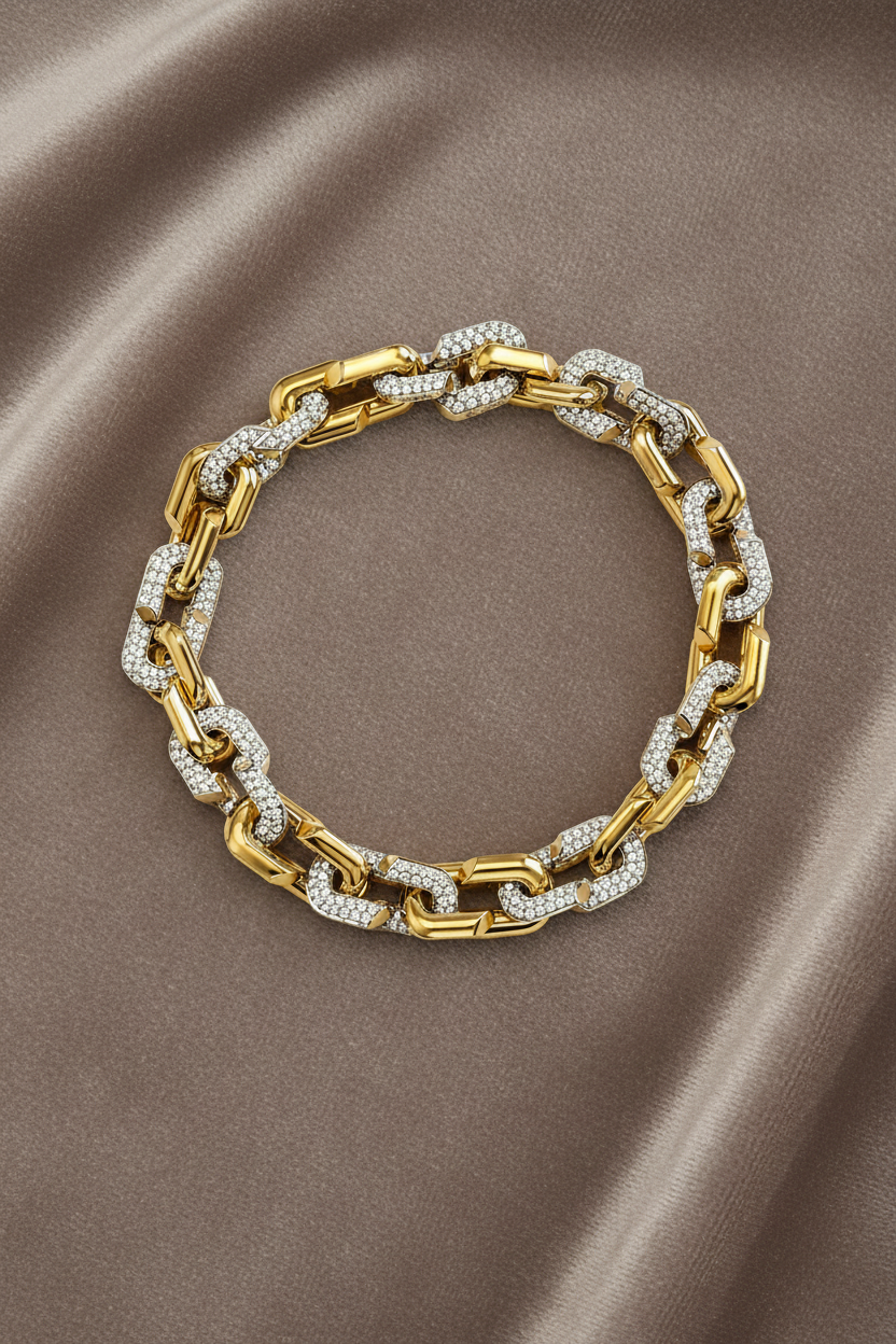 Lumière Pavé Link Bracelet~ 18K Yellow Gold 4.71 carats