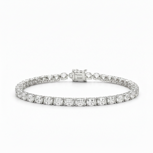 Natural Diamond Oval Cut Tennis Bracelet BRAC10120~ 8.58 carats 18K White Gold