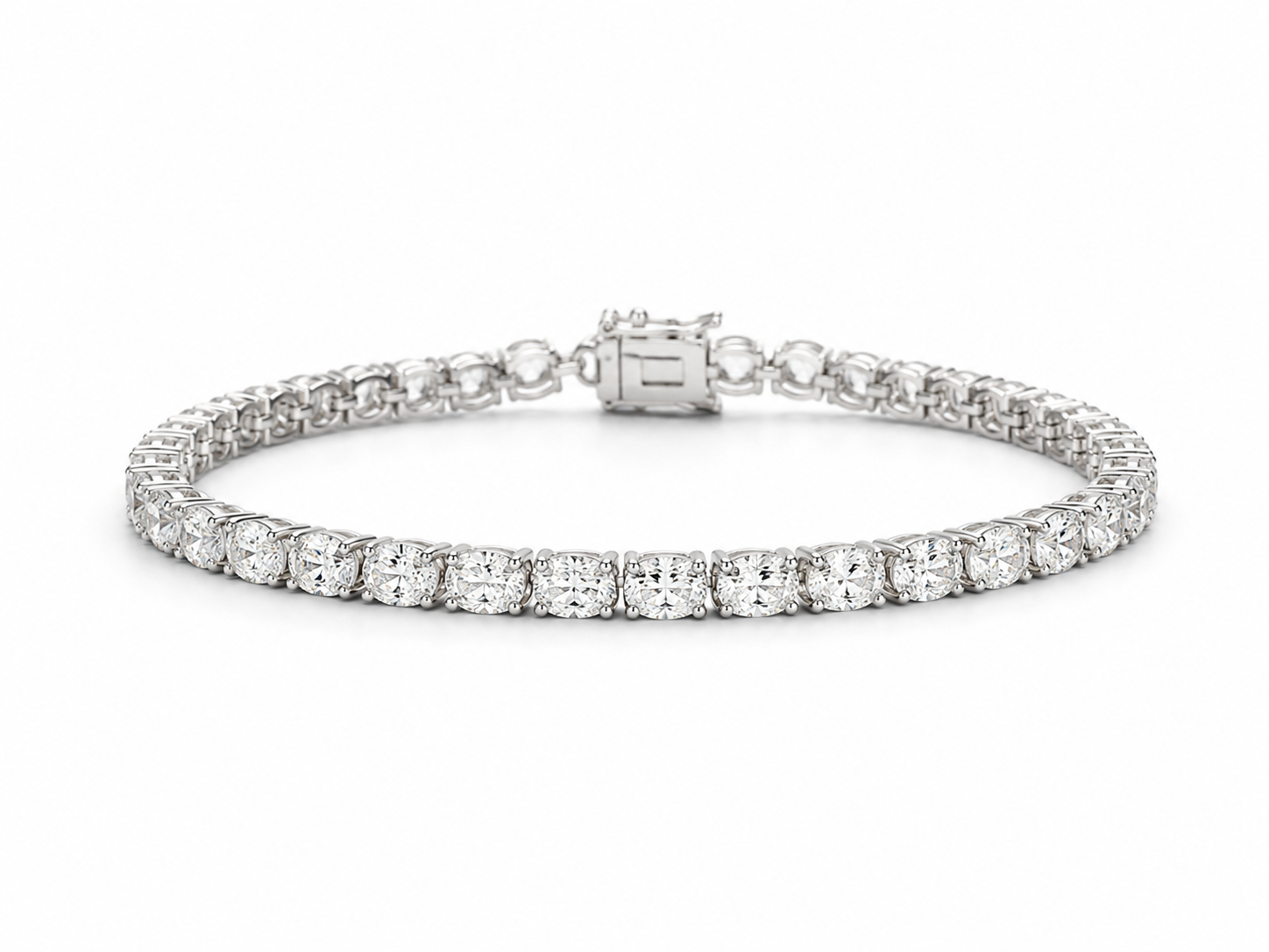 Natural Diamond Oval Cut Tennis Bracelet BRAC10120~ 8.58 carats 18K White Gold