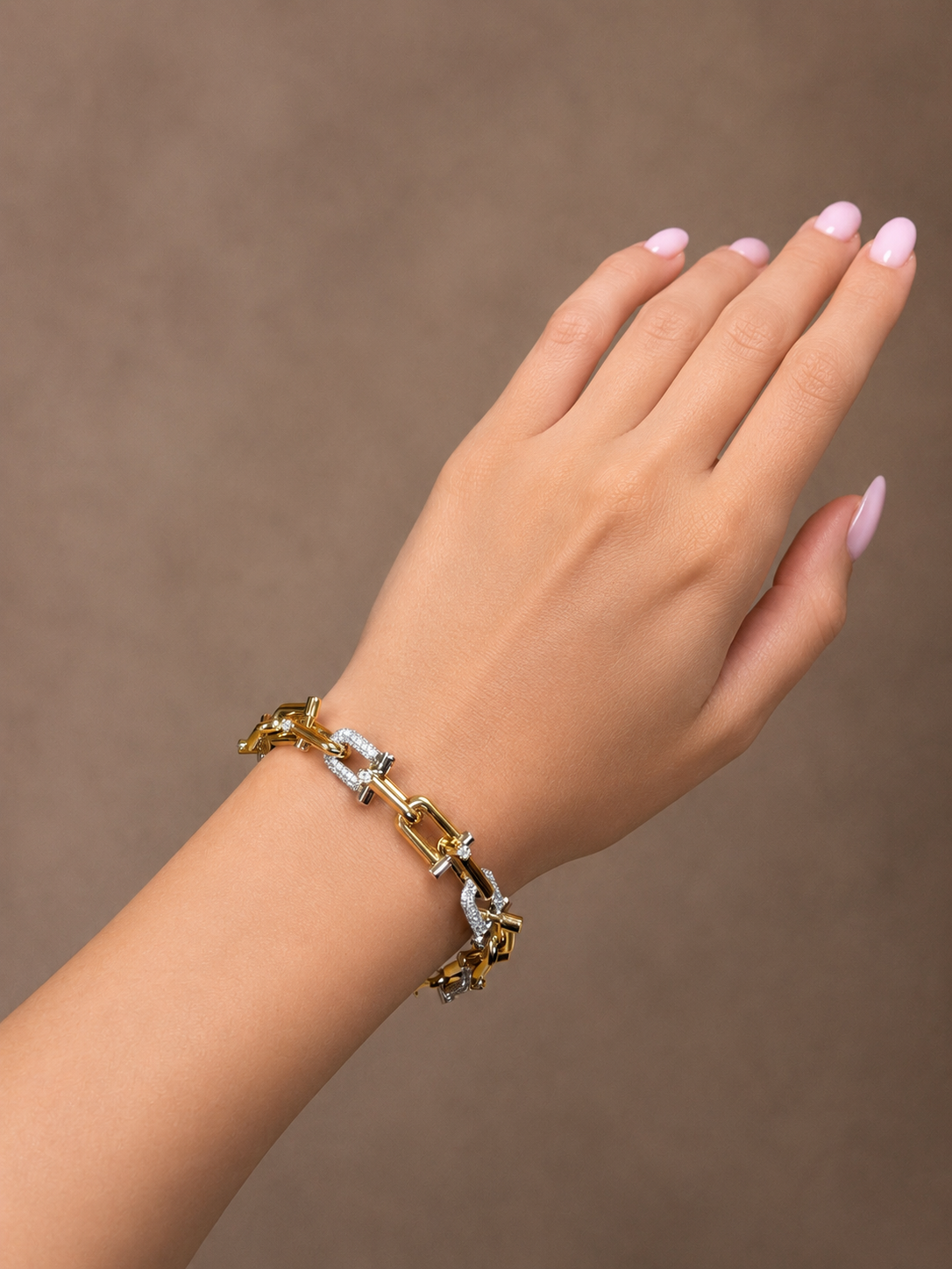Monaco Pave Diamond Link Bracelet~ 18K Yellow Gold 4.71 carats