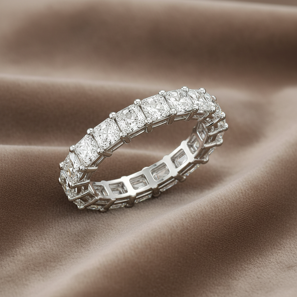 5.16 carats Lab Grown Diamonds 9147150 ~ Cushion Cut Eternity Band