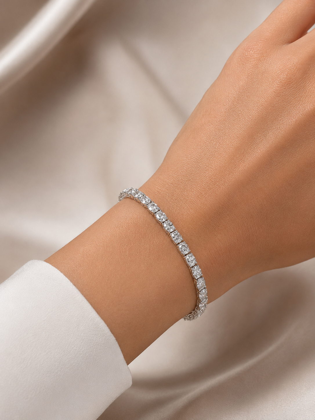 Natural Diamond Oval Cut Tennis Bracelet BRAC10120~ 8.58 carats 18K White Gold