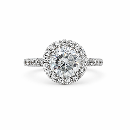 "ENGR02671" 2.82 Carat Round Brilliant Diamond with Halo Engagement Ring in 18K White Gold