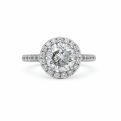 "ENGR03305" Round Diamond With Thin Halo Engagement Ring in Platinum