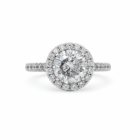 "ENGR03305" Round Diamond With Thin Halo Engagement Ring in Platinum