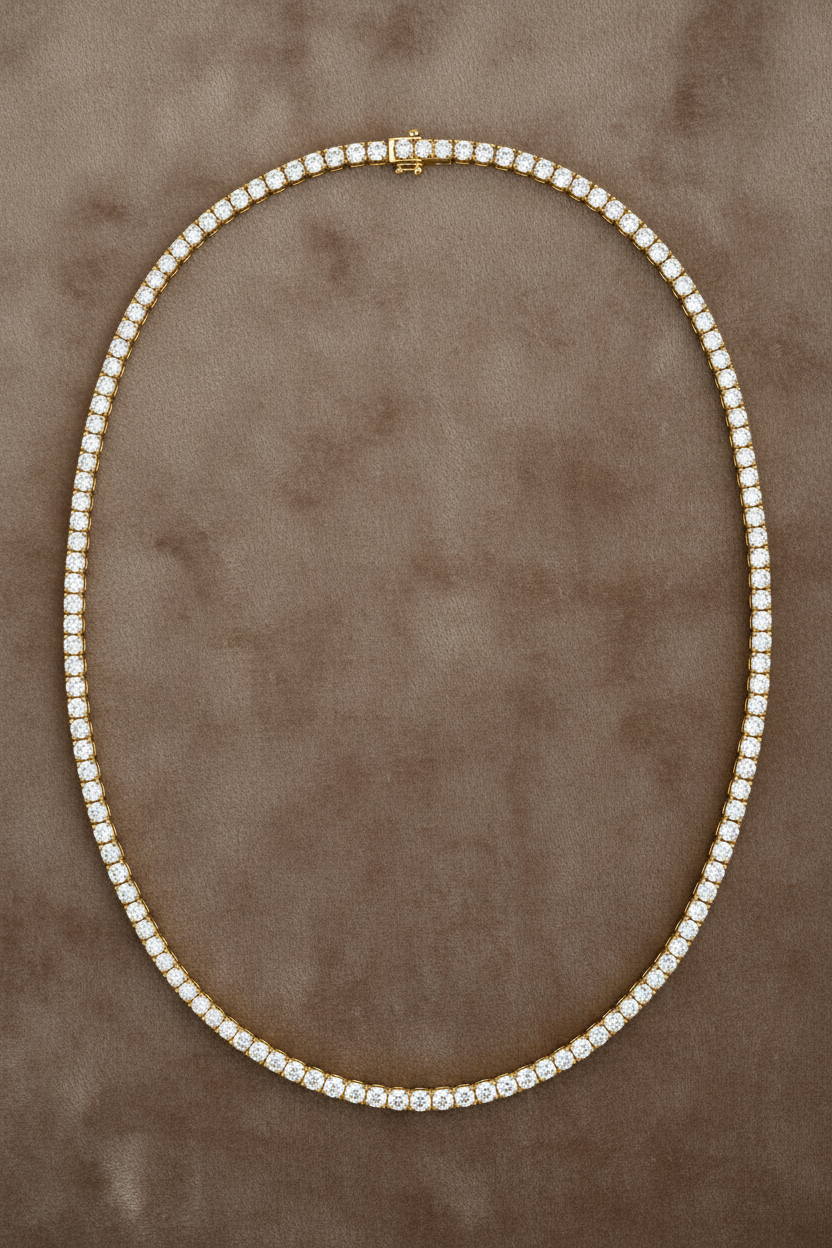 Lab Grown Diamond Tennis Necklace NECK1117~ 10.00 carats 14K Yellow Gold