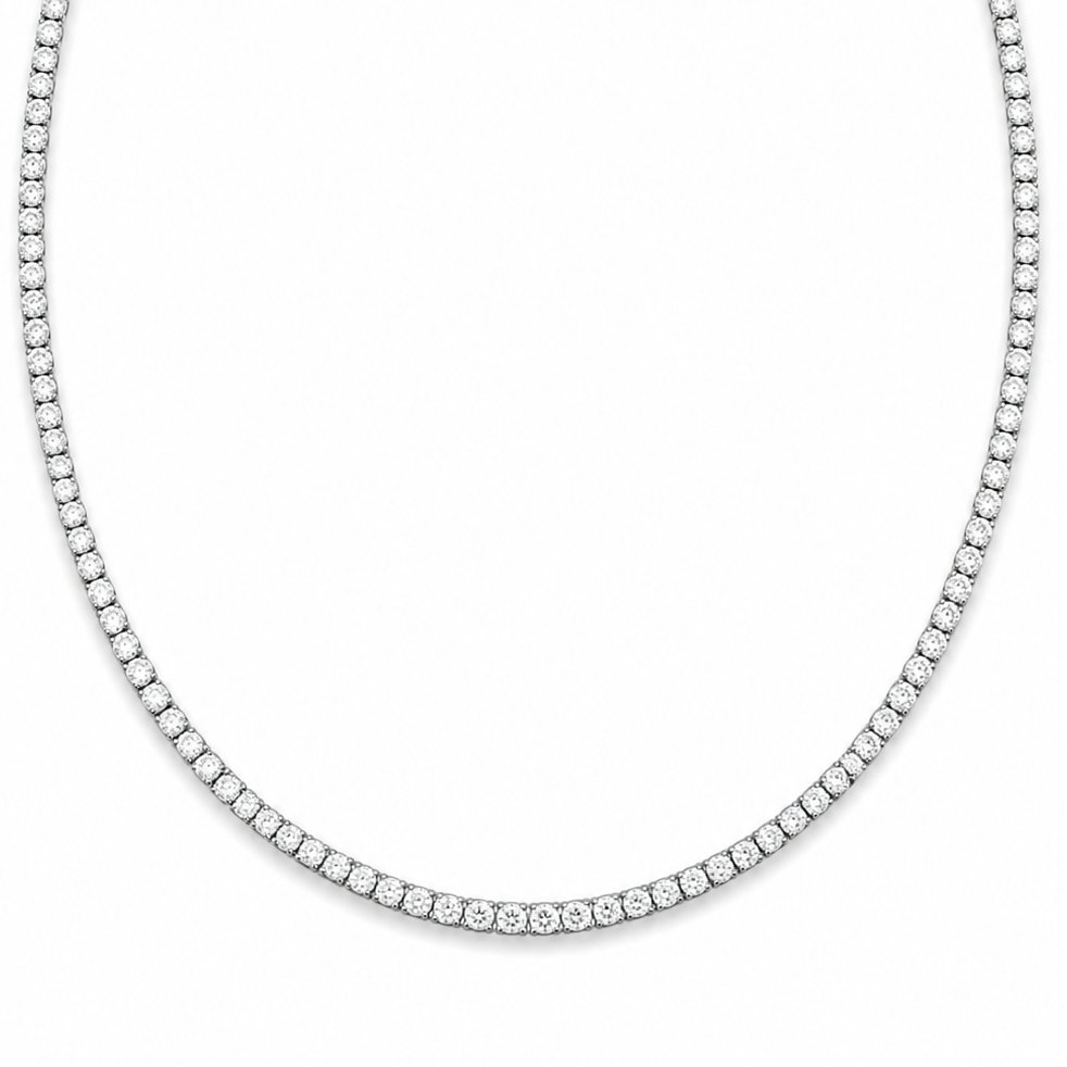 Lab Grown Diamond Tennis Necklace NECK1118 ~ 10.00 carats 14K White Gold
