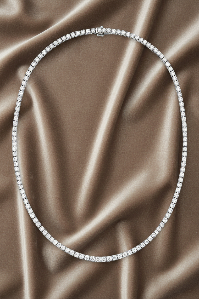 Lab Grown Diamond Tennis Necklace NECK1118 ~ 10.00 carats 14K White Gold